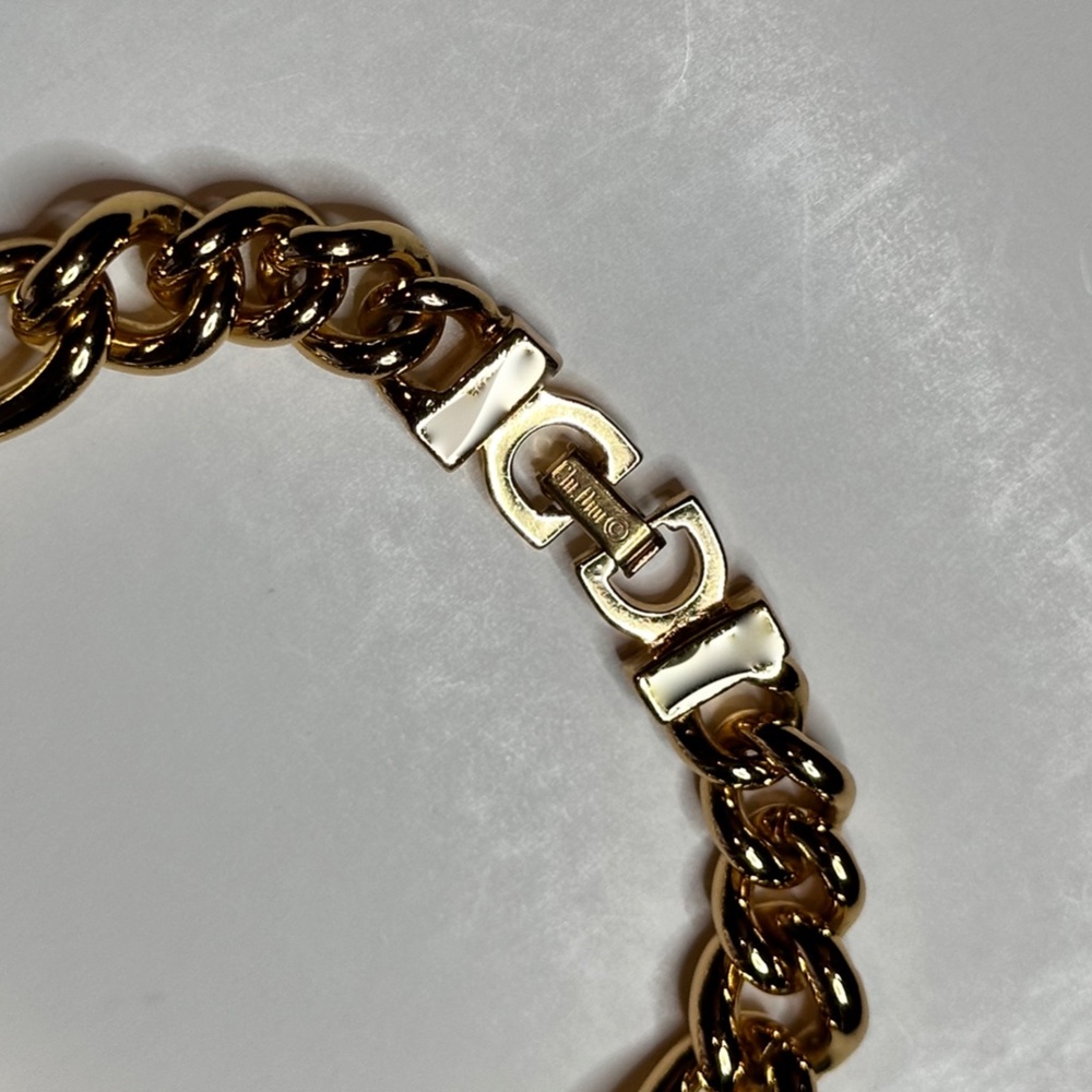 Christian Dior Gold Plated Metal Heavy Chain Link Bracelet. - Vtg. 90s - Picture 9 of 10